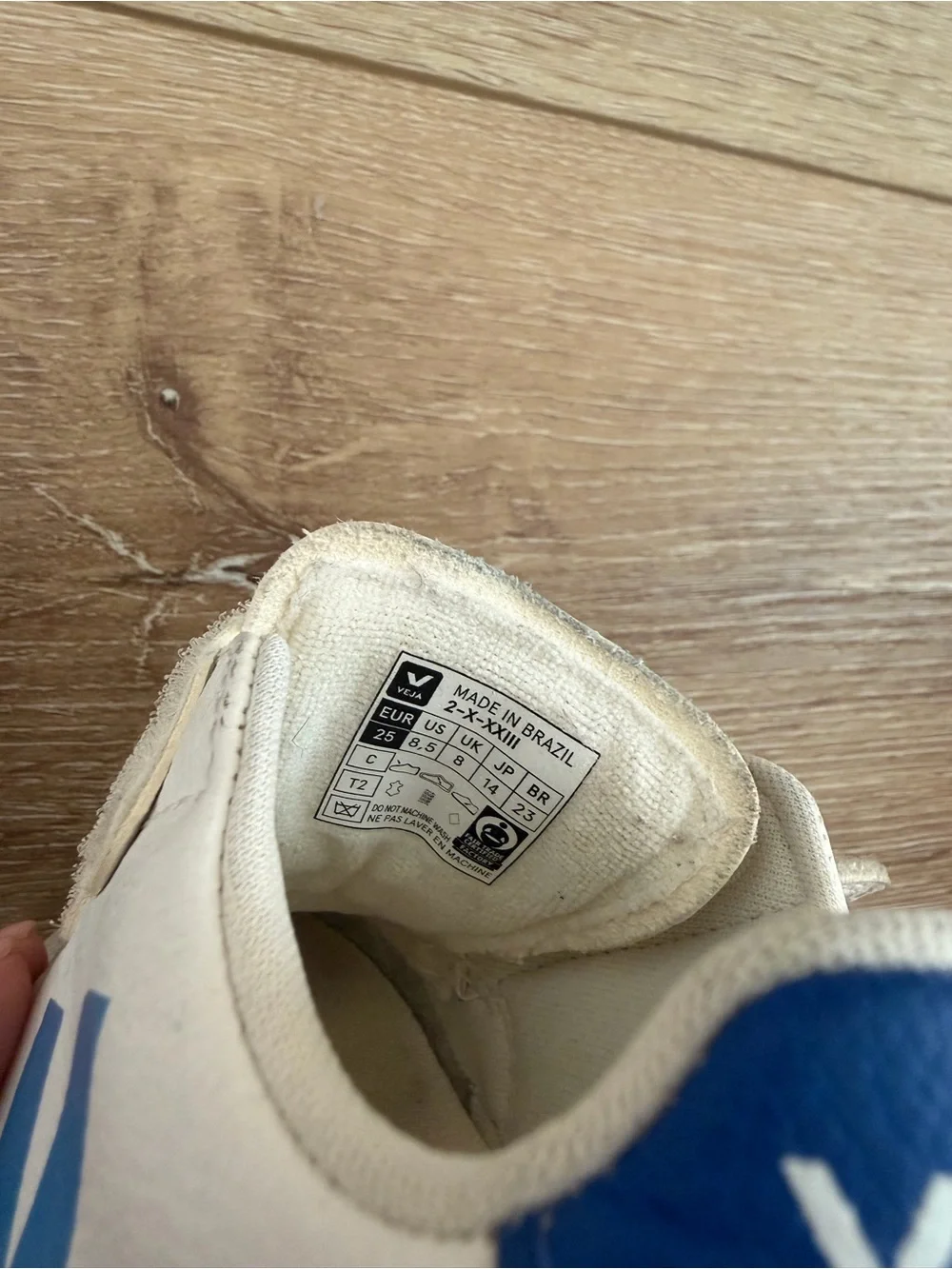 Veja Kids White Sneakers with Blue V Logo